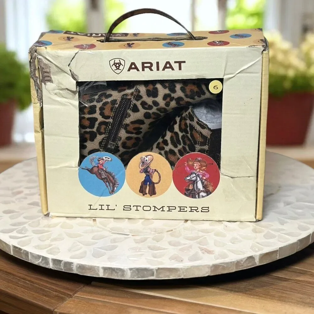 Ariat Lil’ Stompers “Lucy” Leopard Print Toddler Western Cowboy Booties Size 6